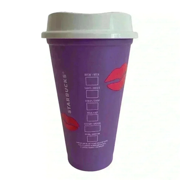 Starbucks 2013 Valentine’s Day Grande Reusable Cup Lilac Red Pink 16 oz - Picture 2 of 6